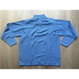 L.L. Bean Men's 1/4 Zip Sweater Light Blue XXL Tall Regular Knit Cotton Pullover